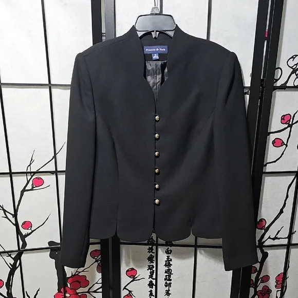 Preston & York Elegant Black Button-Up Blazer Size 10 - Picture 2 of 7